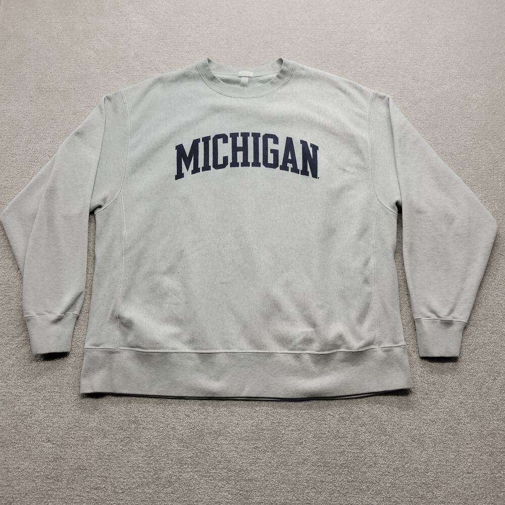 Champion Reverse Weave Michigan Wolverines Sweatshirt Gray XXL College